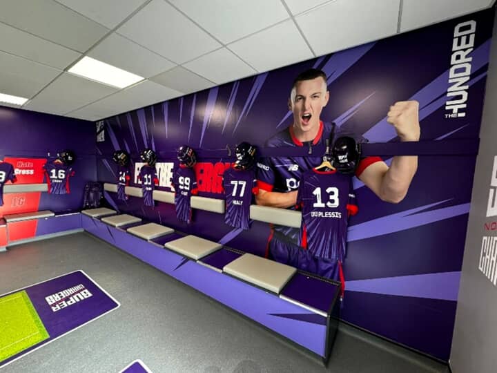An image of wall graphics at the stadium.